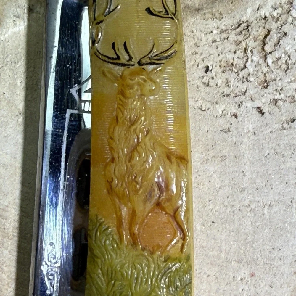 VTG W.H. Morley Clover Brand Straight Razor Barber's Friend Germany Stag W/Box